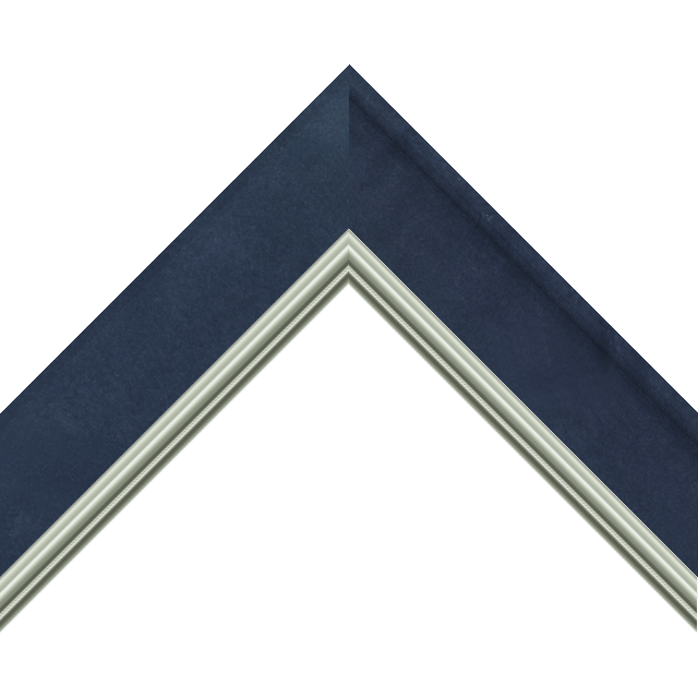 2″ Scoop Navy Suede Scalloped<br />with Silver Lip Liner Picture Frame Moulding
