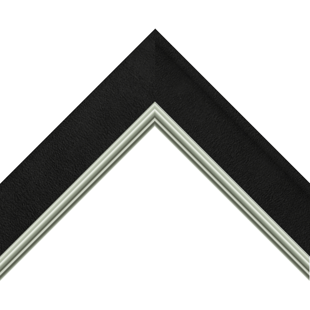 2″ Scoop Black Suede Scalloped<br />with Silver Lip Liner Picture Frame Moulding