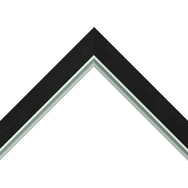 1-1/4″ Black Suede Bevel<br />with Silver Lip Liner Picture Frame Moulding