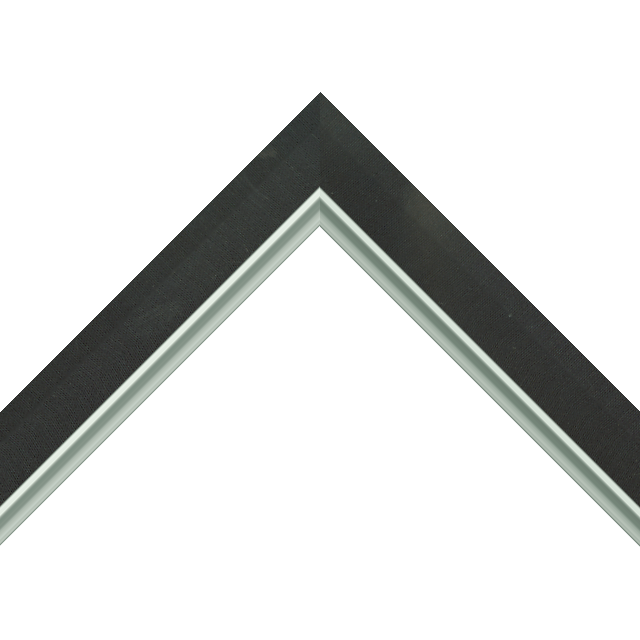 1-1/4″ Black Silk Bevel<br />with Silver Lip Liner Picture Frame Moulding