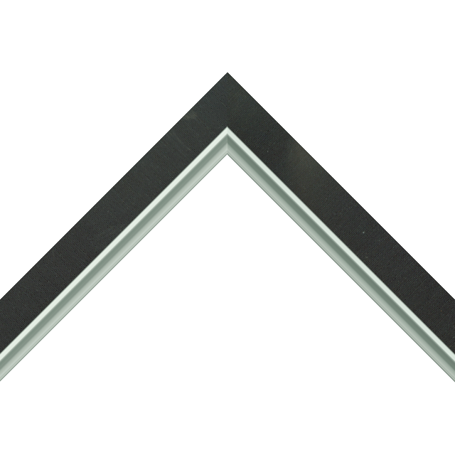 1″ Black Silk Flat<br />with Silver Lip Liner Picture Frame Moulding
