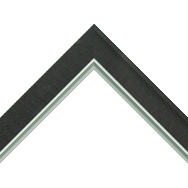 1-1/2″ Black Silk Scoop<br />with Silver Lip Liner Picture Frame Moulding