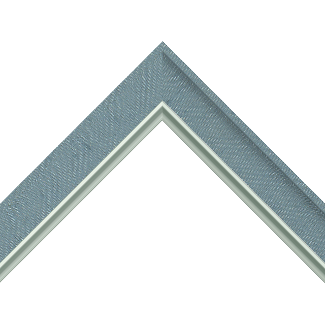 1-1/2″ Meissen Blue Silk Scoop<br />with Silver Lip Liner Picture Frame Moulding