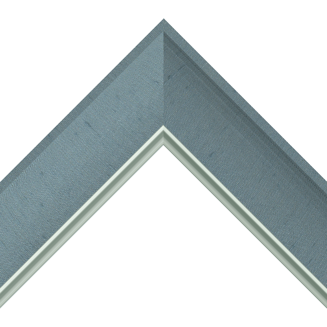 2-1/2″ Meissen Blue Silk Scoop<br />with Silver Lip Liner Picture Frame Moulding